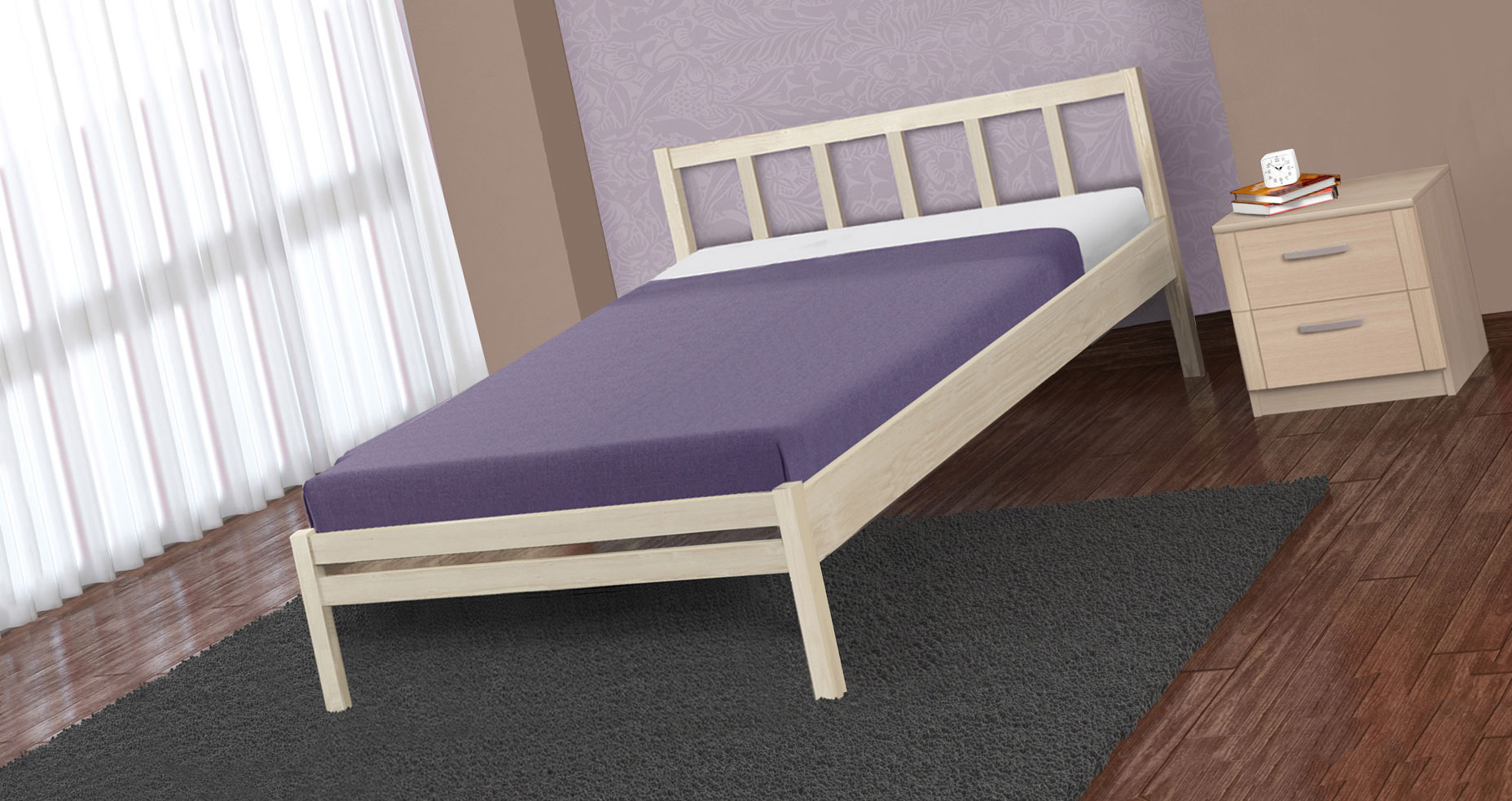 Деревянная односпальная кровать